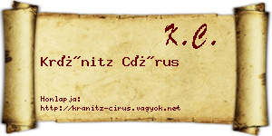 Kránitz Círus névjegykártya
